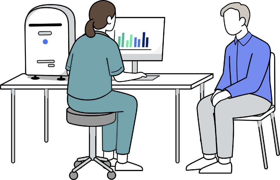 Clinician reviewing genomic results with a patient